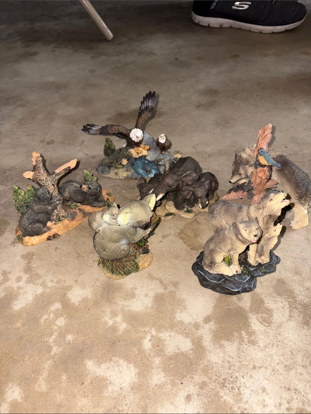 Assorted Wildlife Figurine Lot - Bears, Eagles, Elephants, Koala - Multicolor